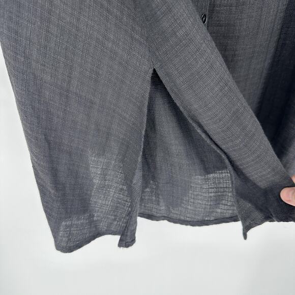 Eileen Fisher Shirt Womens Large Gray Button Front Tunic 3/4 Sleeve Linen - Picture 8 of 12